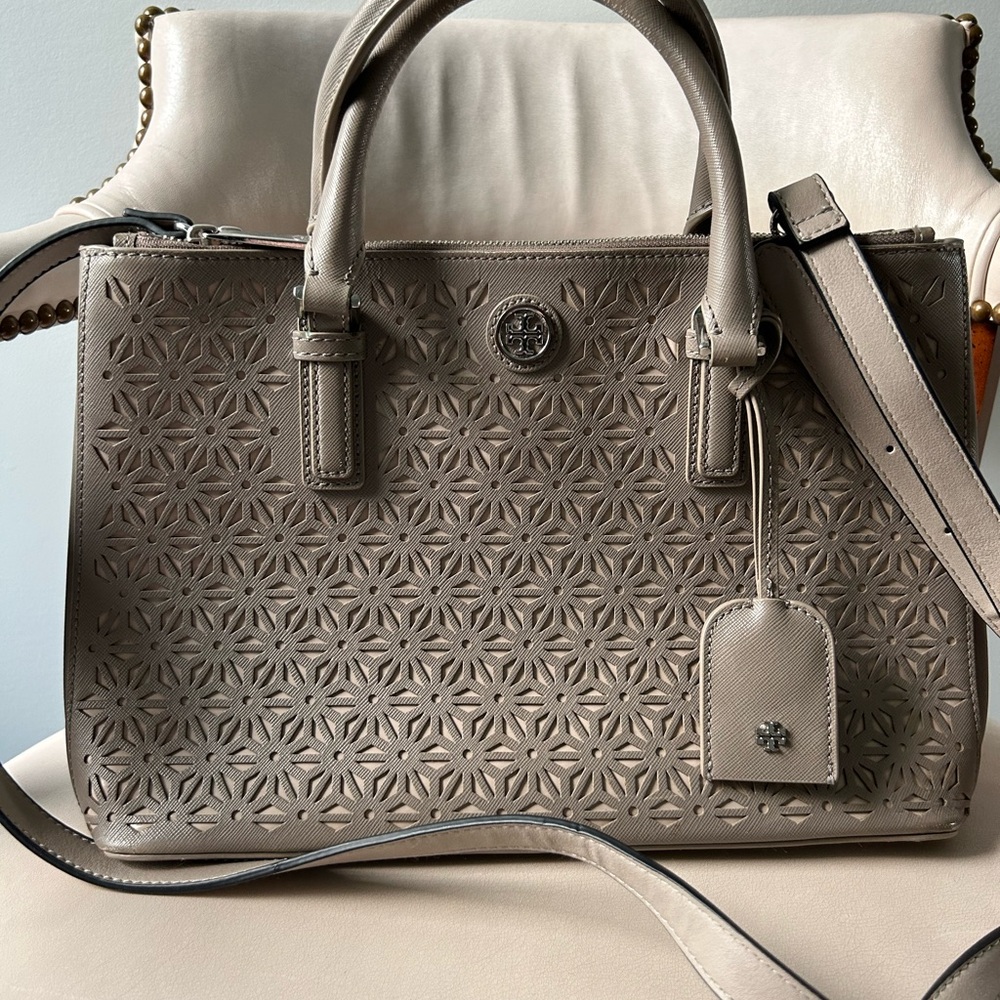 Tory Burch taupe satchel style bag - Picture 2 of 10